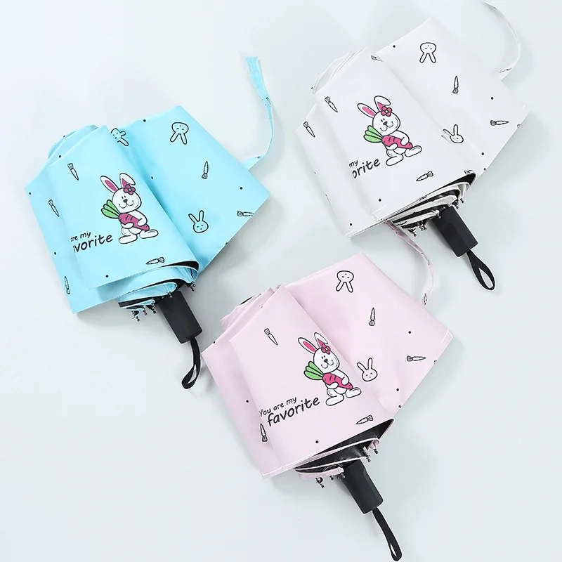 

YADA NEW Design Cartoon Cute Rabbit&Carrot Pattern Folding Rainy Children Umbrella Anti-UV Girls Boys Lovely Umbrella Gift YD012