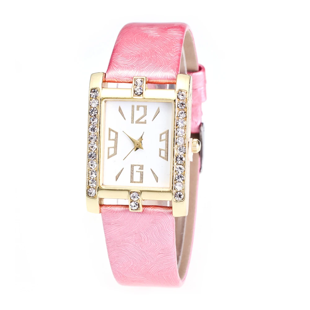 

Fashion Women Rhinestone Rectangle Arabic Numbers Quartz Analog Wrist Watch Bracelet