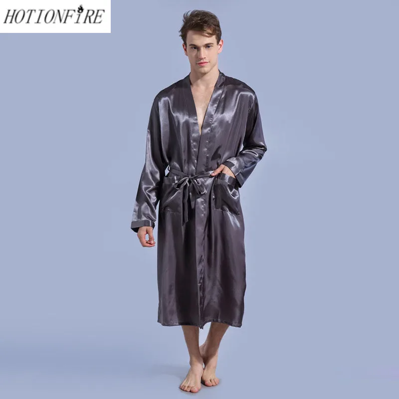 Мужской новый весенне осенний роскошный халат S M L XL XXL Размер атласная пижама