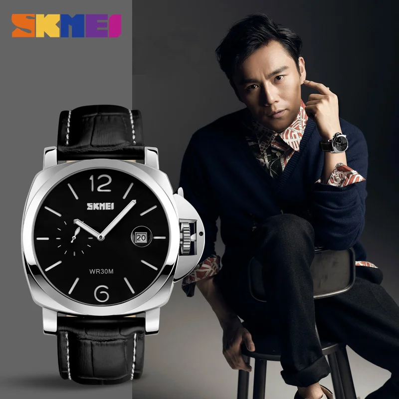 SKMEI для мужчин наручные часы модные повседневное большой циферблат кварцевые