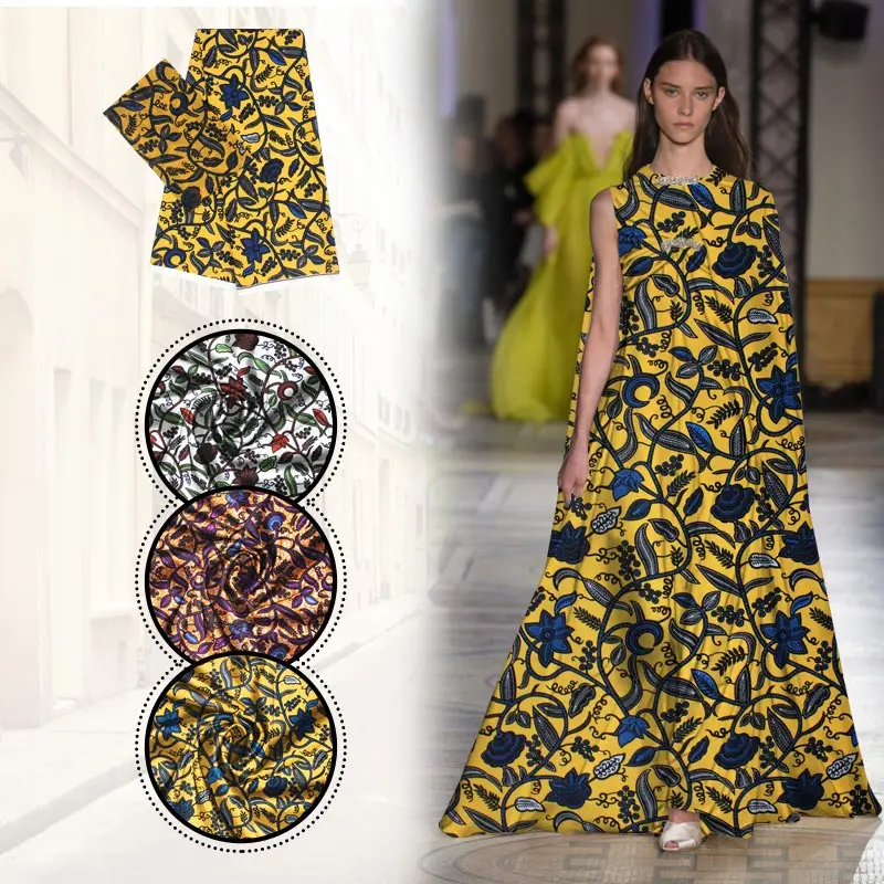 Желтая нигерийская шифоновая ткань 2 ярда и шелковая с принтом Африканский Воск