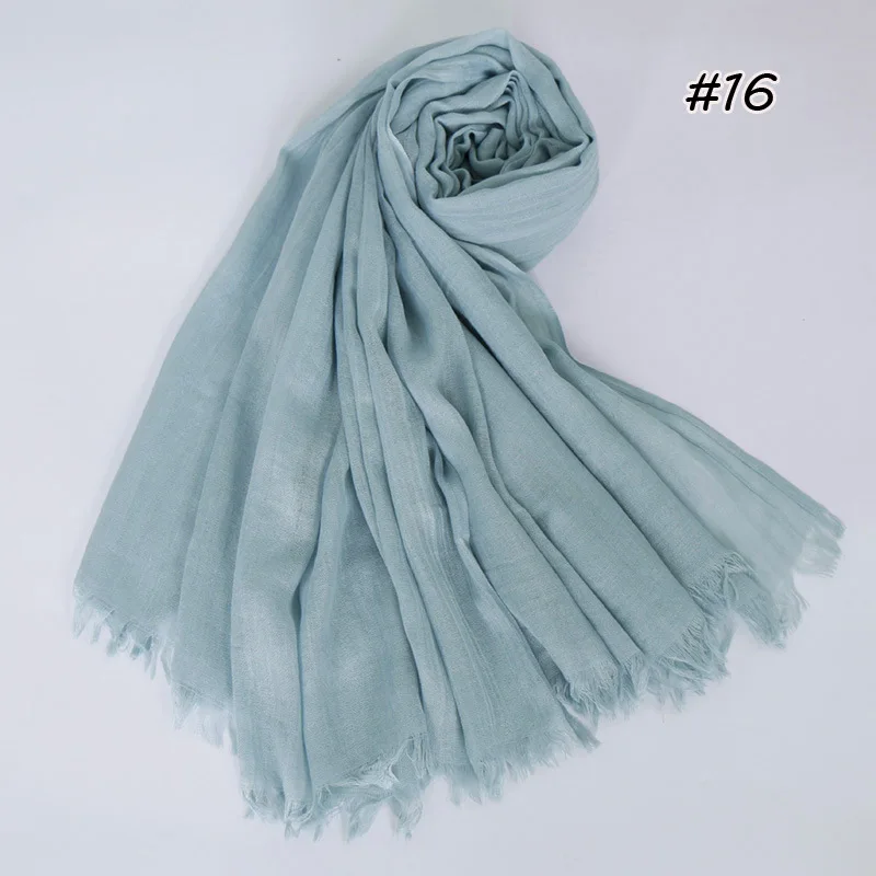 190*120cm oversize women muslim plain frayed hijab scarf femme musulman headscarf islamic shawls crinkle solid pashmina hijabs