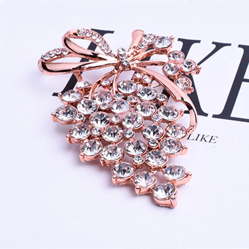 Hot Sale Crystal Grape Brooches Pins For Women Fashion Luxury Jewelry Elegant Corsage Wedding Bouquet | Украшения и аксессуары