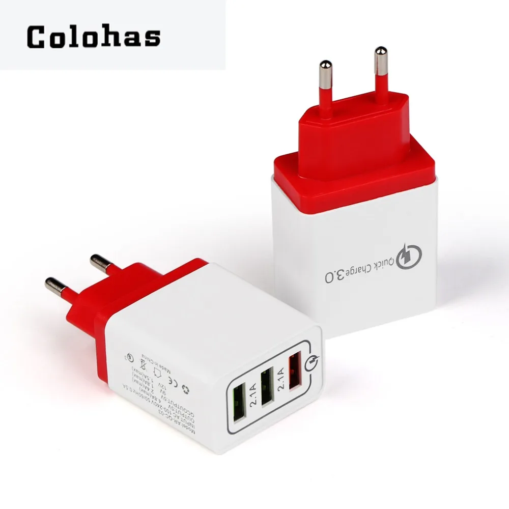 3 порта USB зарядное устройство для iPhone 7 8 6S X Quick 0 EU вилка мобильного телефона Samsung S9