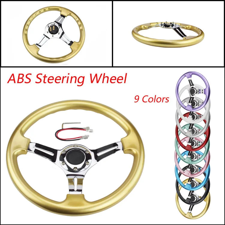 Серебряный Новый 350 мм 14 дюймов Руль ABS руль|abs steering wheel|abs steeringsteering wheels abs |