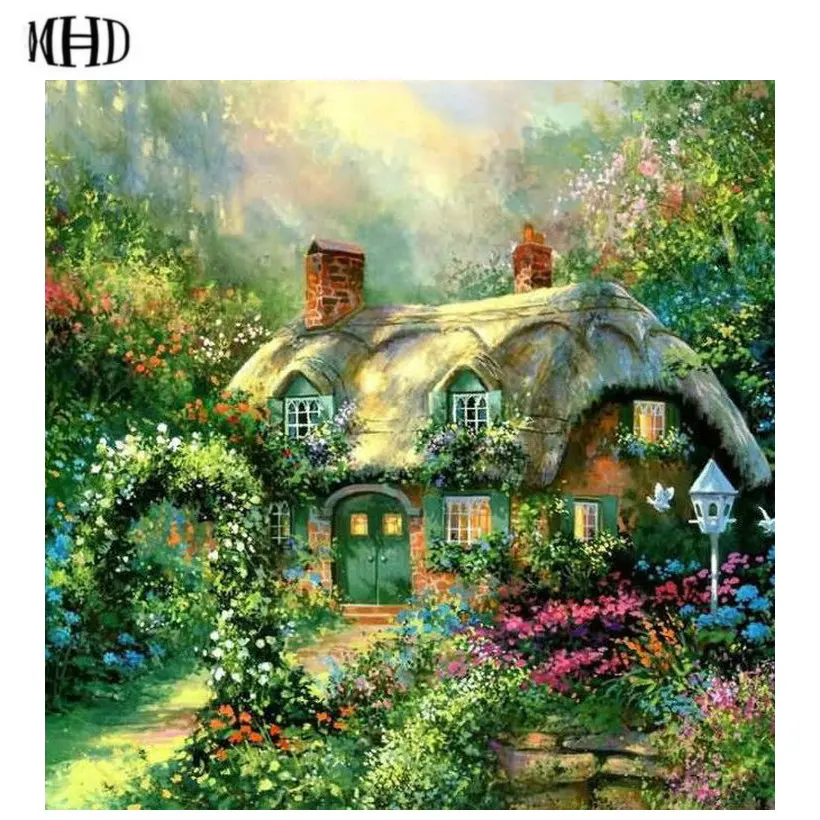 Новый 3D камни в форме ромба круглый алмазов картина пейзаж С кристалалми и