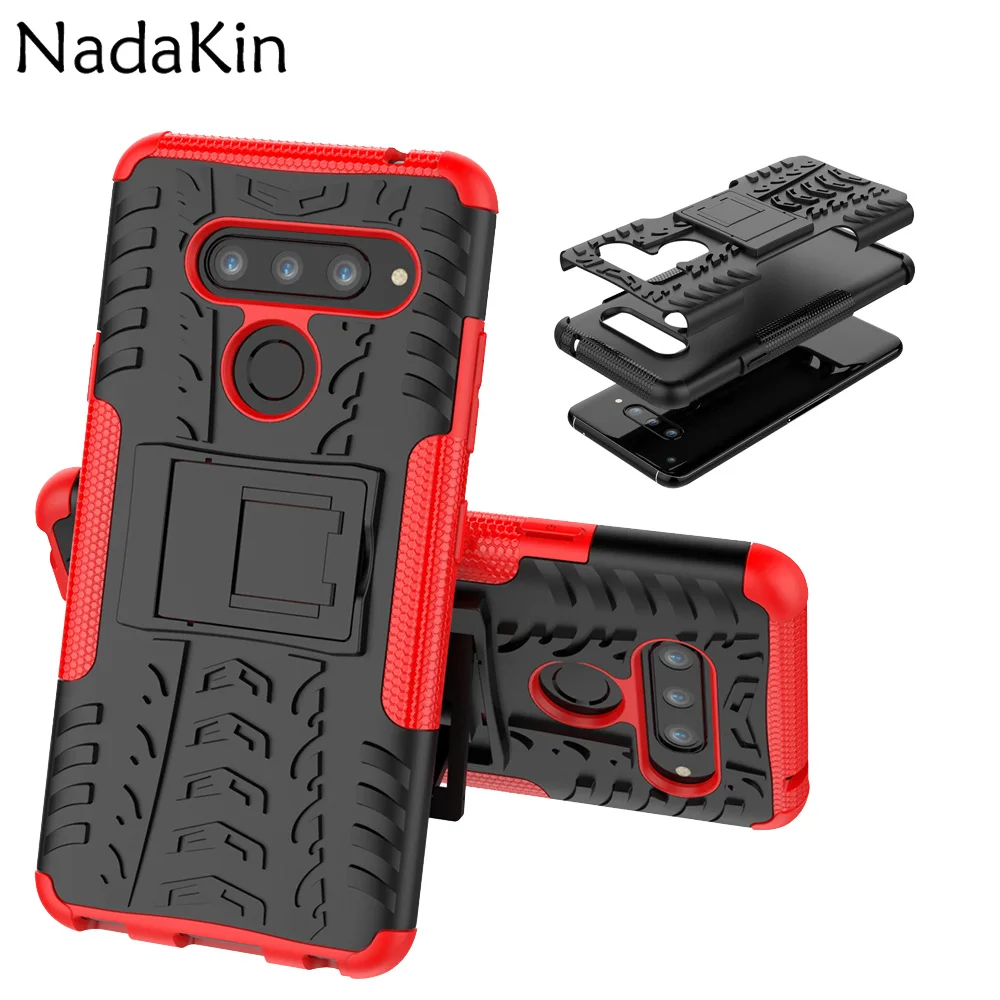 Shockproof Armor Phone Case Shell for LG V40 X Power 3 Anti Dust Bumper Cover Rugged Texture With Stand |