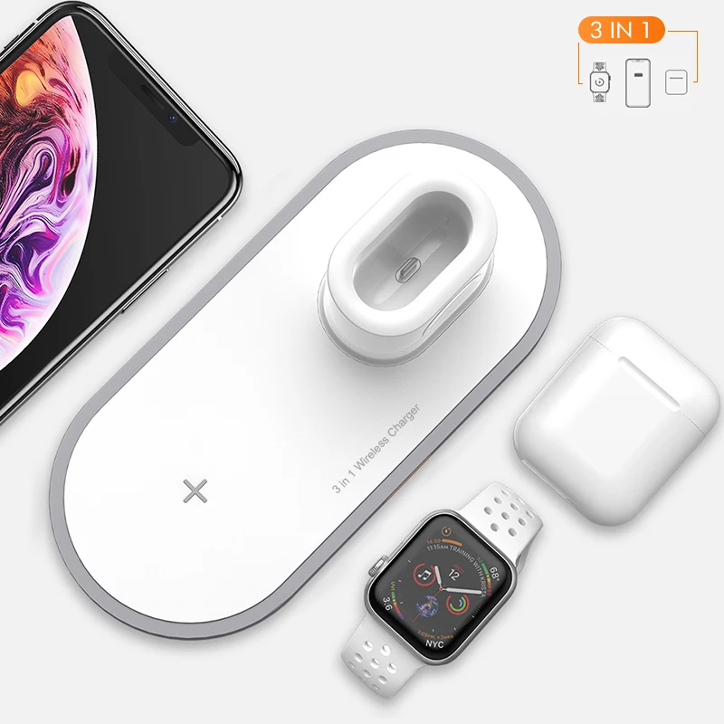 Беспроводное зарядное устройство 15 Вт Qi для Iphone Xsmax XR XS 3 в 1 быстрое быстрая