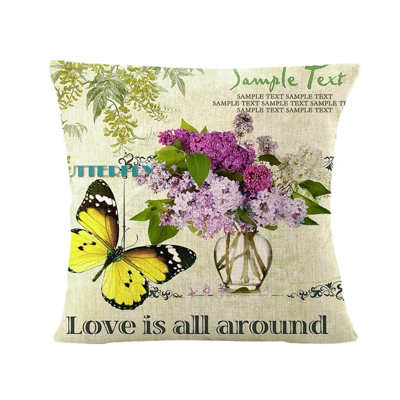 Новинка 2019 подушка в американском стиле с цветами птицами бабочками льняной