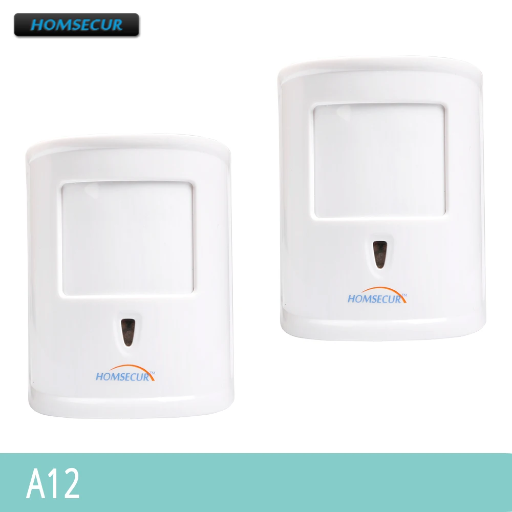 

HOMSECUR 2Pcs 433MHz Wireless Pet Immune PIR A12 IR Motion Sensor under 10kg For Our Alarm System