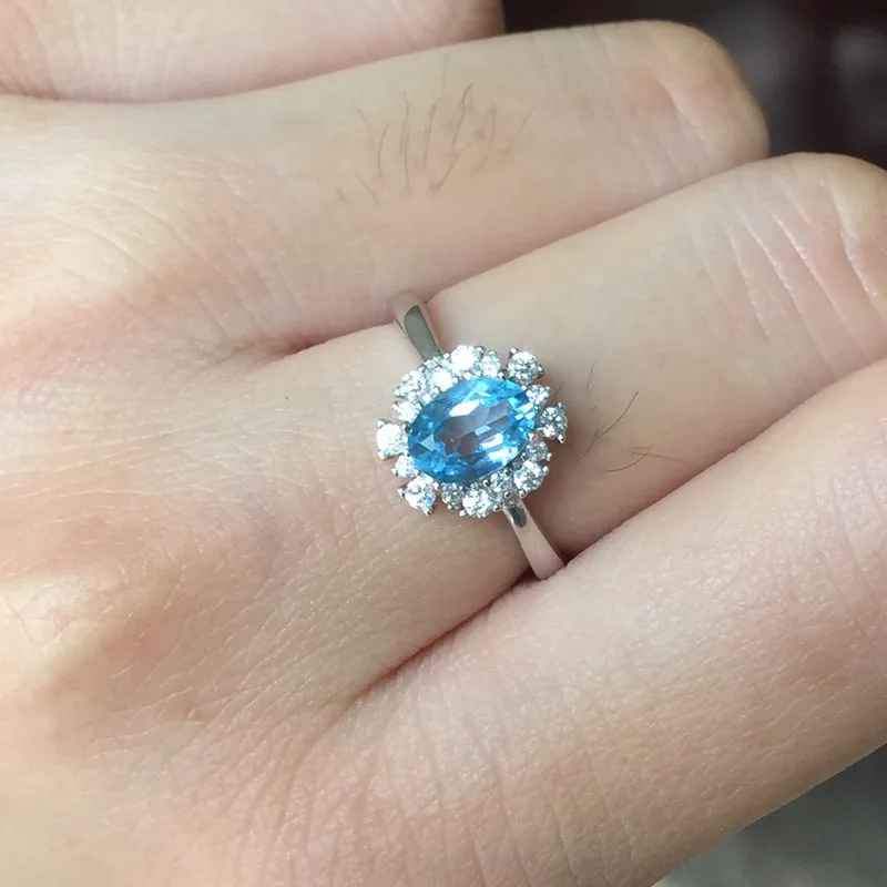 

KJJEAXCMY fine jewelry Women's natural topaz ring wholesale new hot sale 925 pure silver live mouth us 1 carat