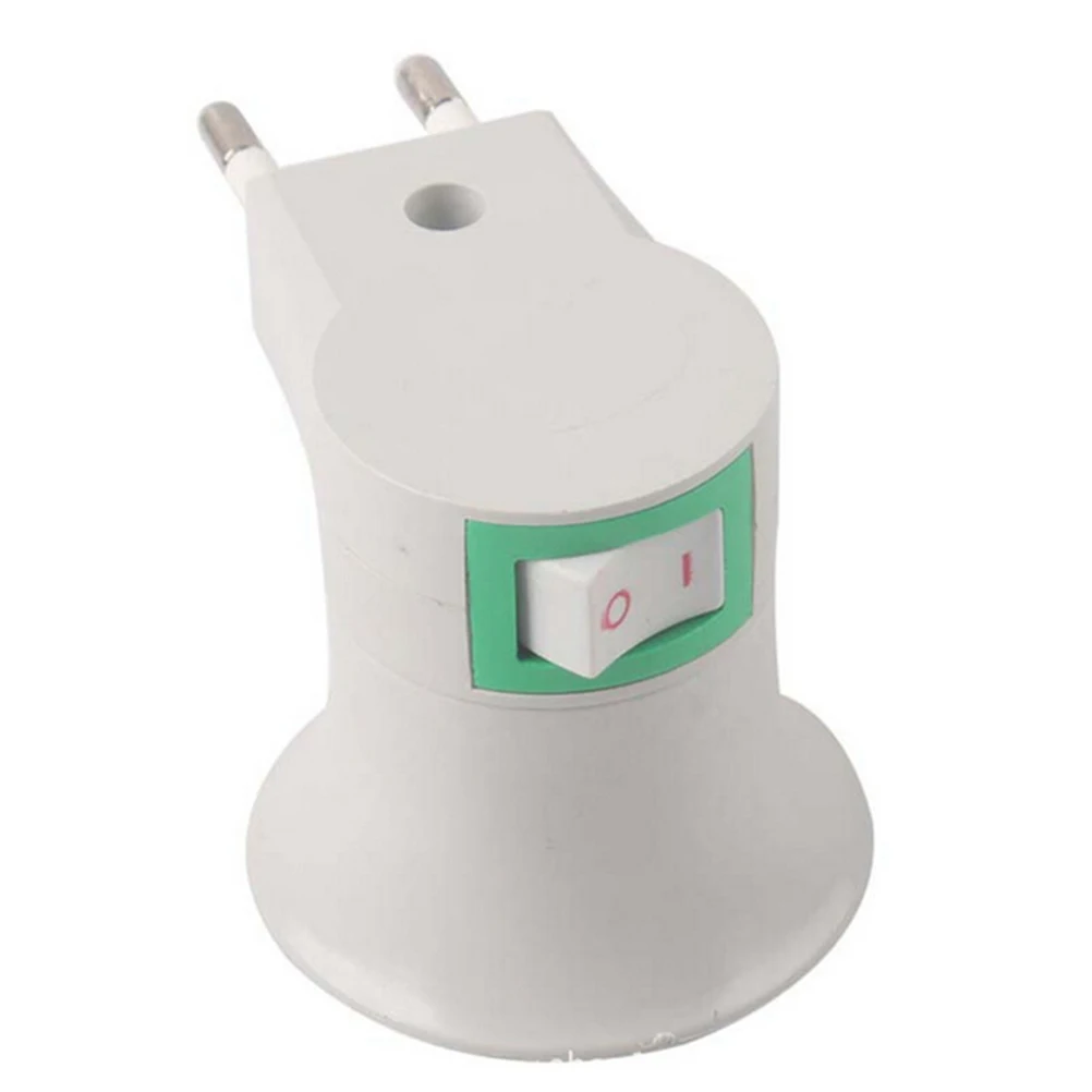 1pc Quality E27 EU plug adapter with power on-off Flexible control switch LED Light Bulb Lamp Base Holder Screw Socket Adapter | Лампы и