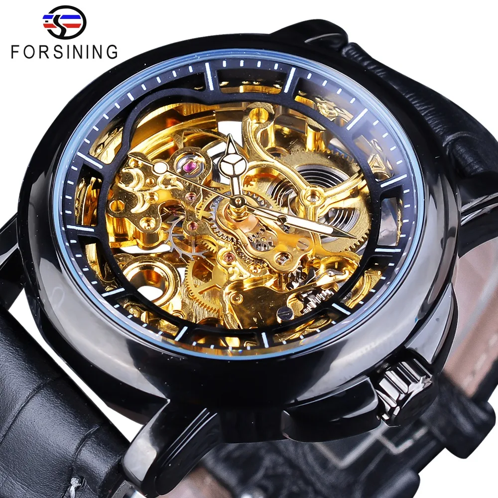 Часы наручные Forsining Мужские механические брендовые Роскошные с резьбой в виде