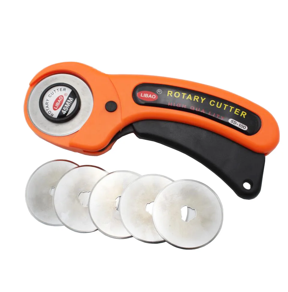 

45mm Rotary Cutter Set with 5 pcs Spare Blades Fit Olfa Dafa Fiskars Cutting Fabric Paper Circular Cut Patchwork Craft Leather