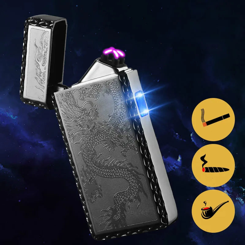 Hot Sale Dragon USB Charging Lighter Electric Double Arc Plasma Eletronic Windproof cigarettes cigar Smoking Lighters | Дом и сад