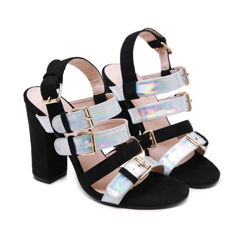 Sandalias Mujer Босоножки на массивном каблуке с открытым носком и ремешком Винтажные