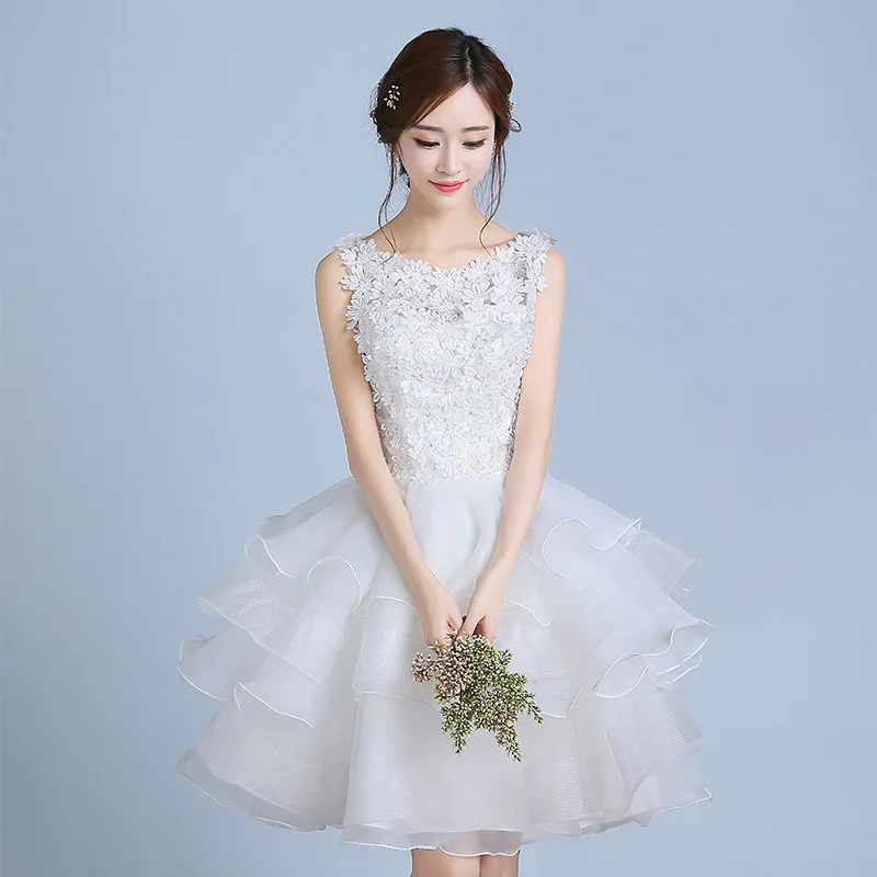 Новинка белое короткое платье до колен для девушек и женщин принцессы подружки