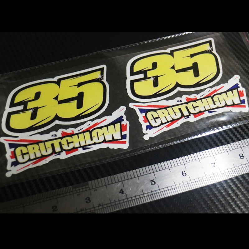 

NO35 cal crutchlow Yellow number moto Reflective stickers waterproof sunscreen