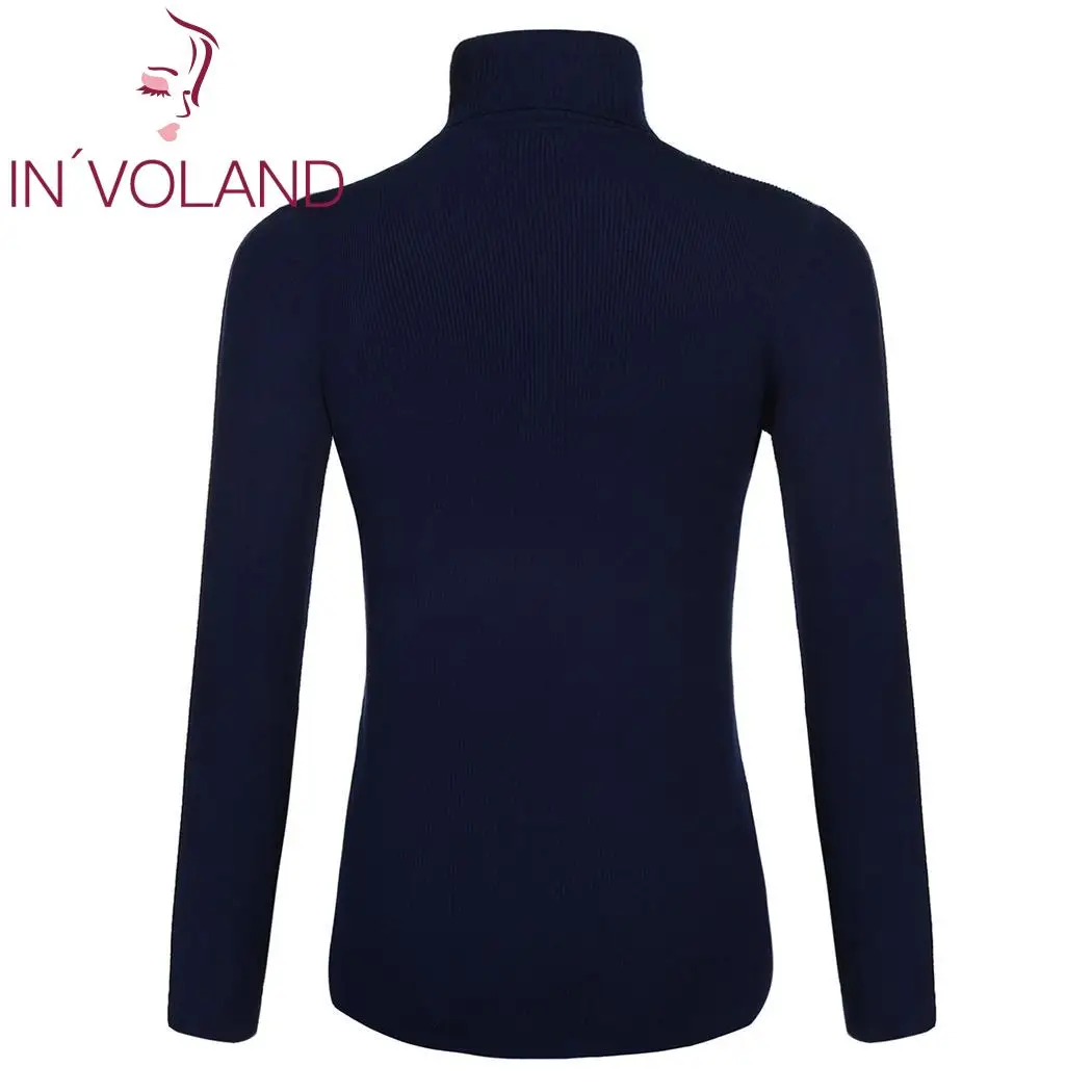 IN'VOLAND Plus Size Women Sweater Turtleneck Temperature Long Sleeve Casual Winter Pullover Solid Knit Female Sweaters | Женская