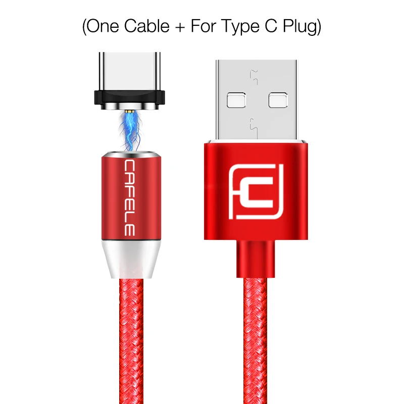 Cafele Магнитный USB кабель Micro usb type-C кабель для iPhone Xs Max X 8 7 6 USB-C кабели для зарядки для samsung S10 Xiaomi huawei - Цвет: Red for Type C