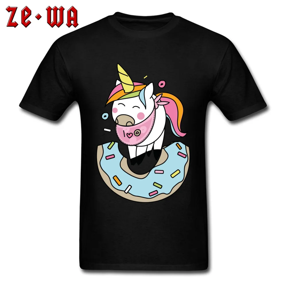 Kawaii Unicorn Love Donuts футболка хипстер Мужская Панк черная хлопковая ткань одежда милый