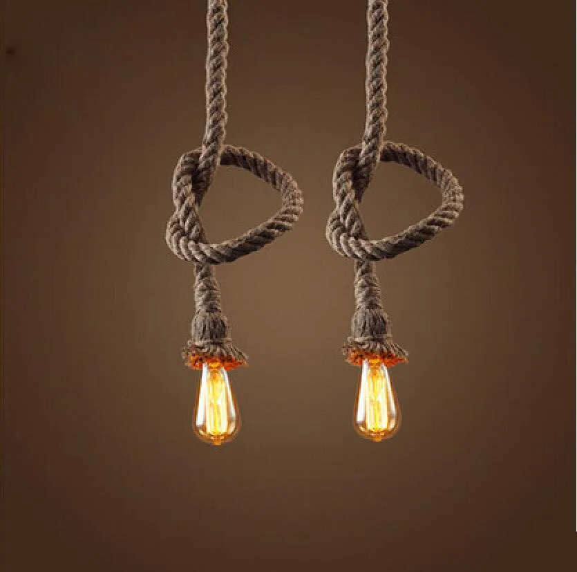 Европейский ретро подвесной светильник с пеньковым лофтом светодиодные лампы