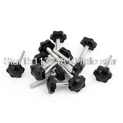 

12 Pcs 32mm Dia Star Shaped Head M8 x 50mm Male Thread Clamping Screw Knob