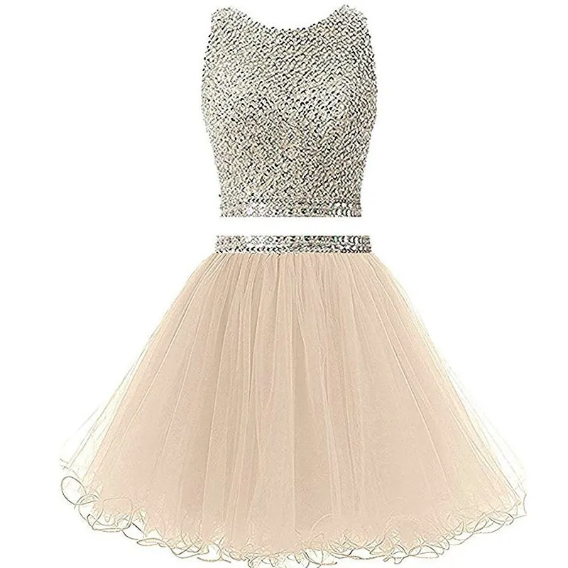 Роскошное короткое платье для выпускного вечера 2 предмета с бисером блестками