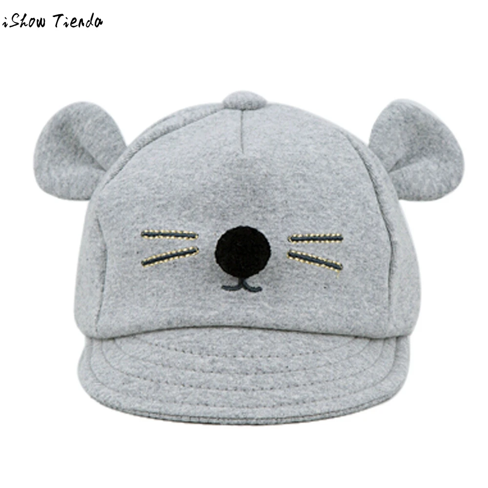 Winter Hats For Kids Bunny Little Mouse Shape Baseball Cap Cotton Peaked Hat Baby Helmet Bone Infantil | Детская одежда и обувь