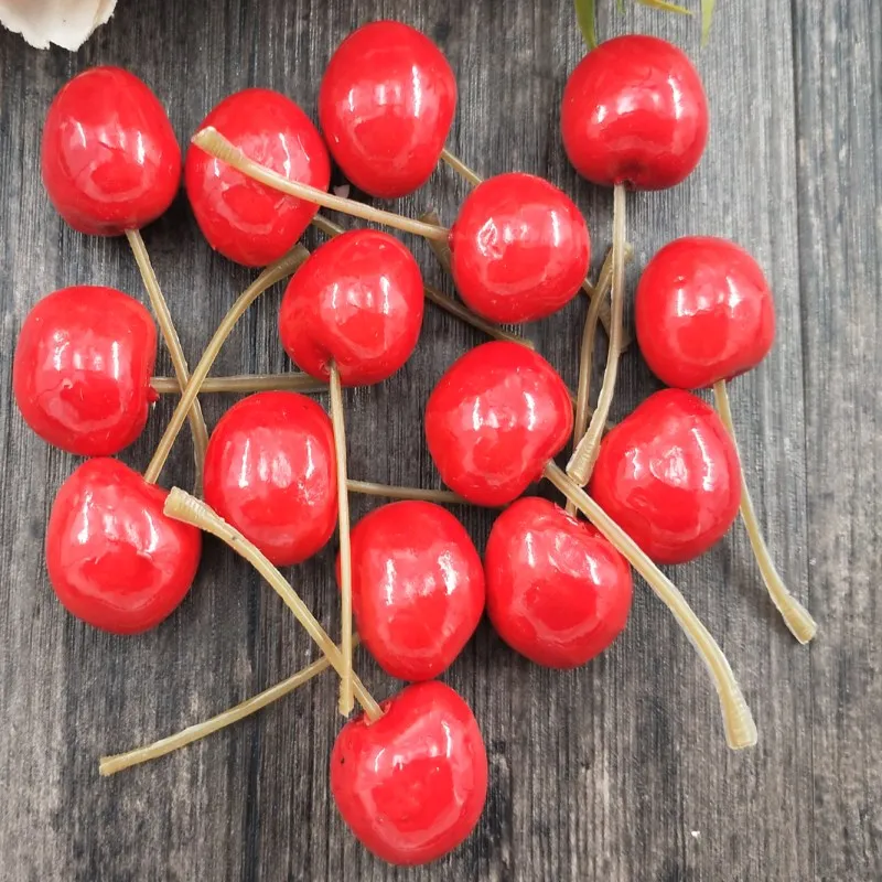 Red cherry 10 шт., имитация овощей и фруктов, ложные вишни, реквизит для обучения, украшения для столовой, пластиковые продукты для еды - Цвет: Red cherry