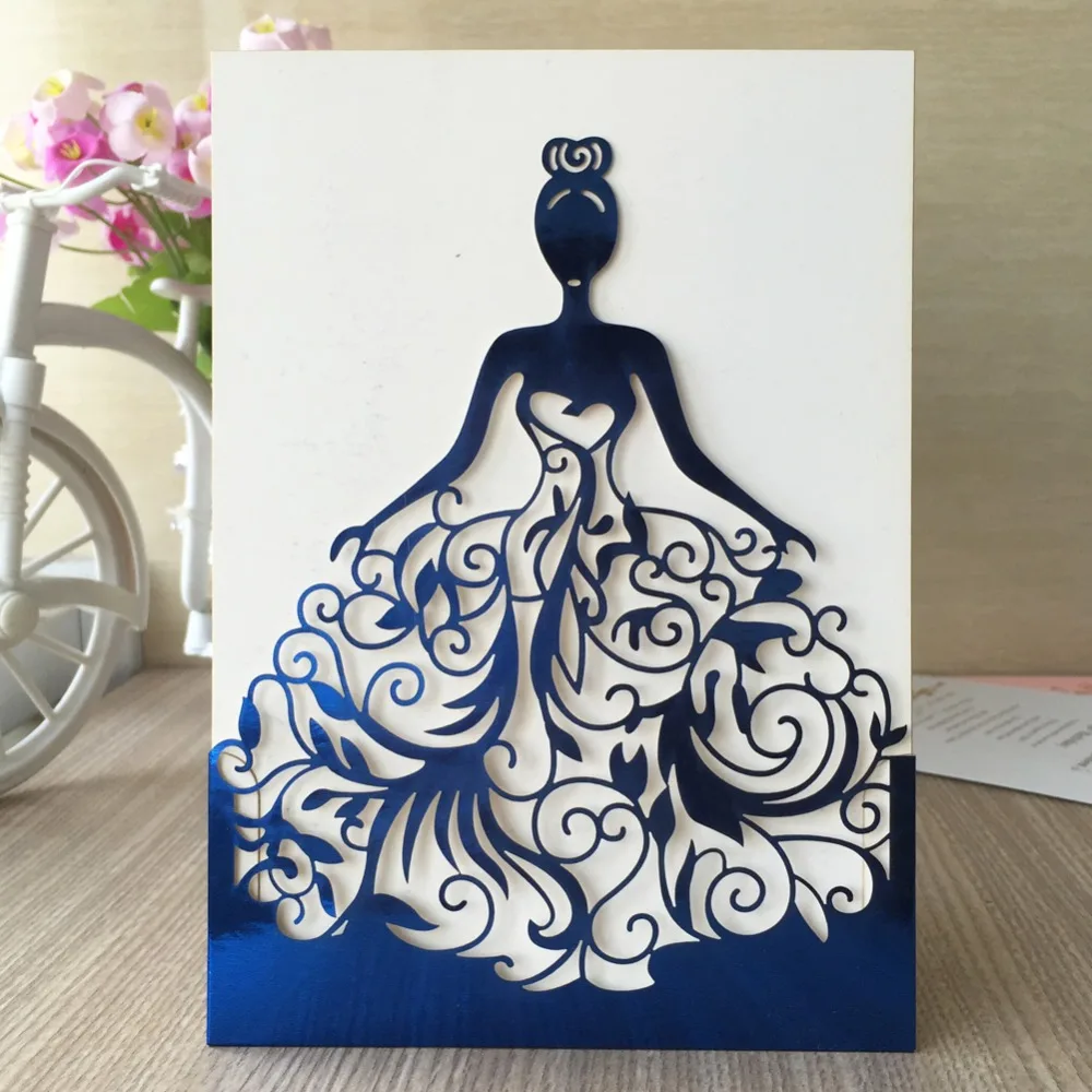 12 шт./лот Изысканная красивая девушка день рождения свадебные пригласительные