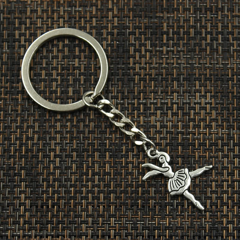 Мода 30 мм брелок Металлический изделия Античный Посеребренная балерина девушка