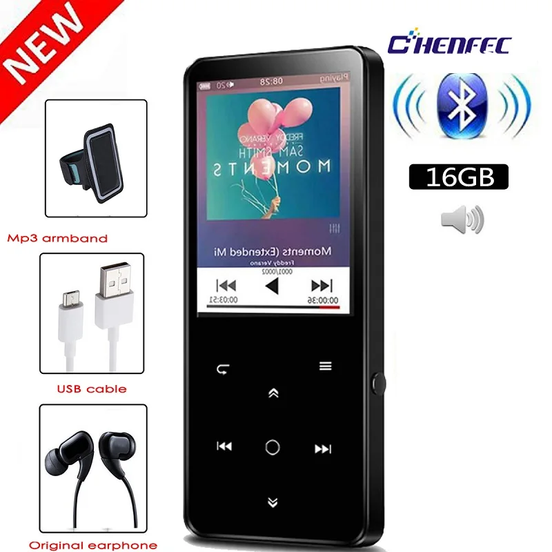 black HiFi Качество Звука Bluetooth 4,0 MP3 плеер 16 Гб металл 2,4 дюймов Большой HD экран Поддержка динамик, fm-радио музыка, рекордер, SD карта - Цвет: black