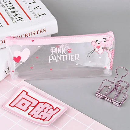 A Прозрачный чехол-карандаш с рисунком из мультфильма Kawaii, Розовая пантера, большая сумка-карандаш для девочек, для детей, для офиса, школы, канцелярские принадлежности - Цвет: A