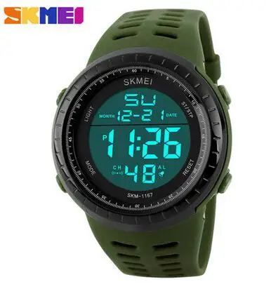 Green Skmei Роскошные Брендовые мужские спортивные часы для дайвинга 50 м цифровые светодиодные армейские часы мужские модные повседневные электронные наручные часы Мужские часы - Цвет: Green