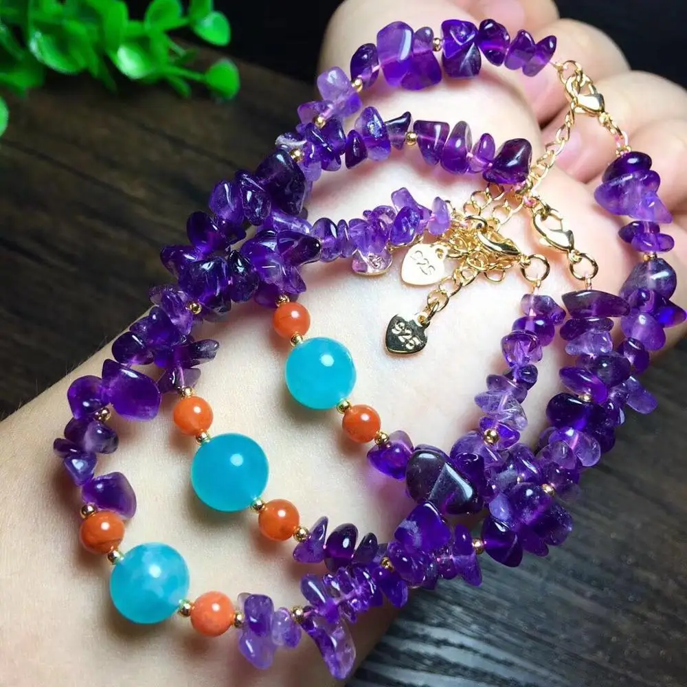 

Natural quartz crystals Amethyst stones electroplate gold Accessories Wealthy healing stones bracelet for gifts