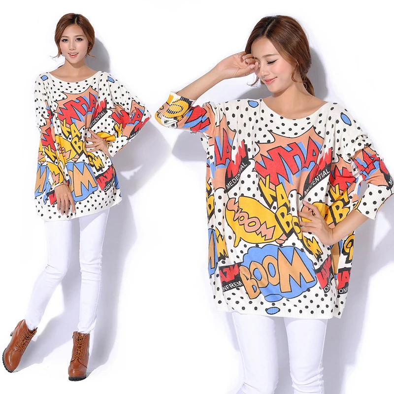 Свободное женское трикотажное платье свитер большого размера с длинным рукавом