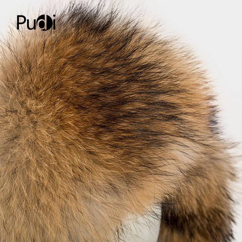

Pudi HF709 women real raccoon&fox fur caps 2017 brand new winter warm trapper Bomber hats colors Winter Cap