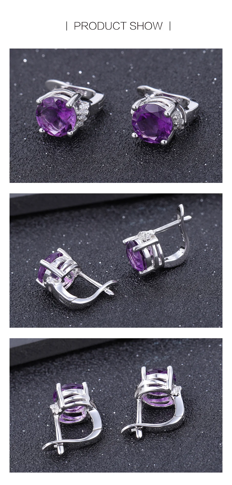GEM'S BALLET 4.02Ct натуральный аметистовый драгоченный камень, серьги, 925 пробы, серебро, камень, серьги-гвоздики для женщин, хорошее ювелирное изделие