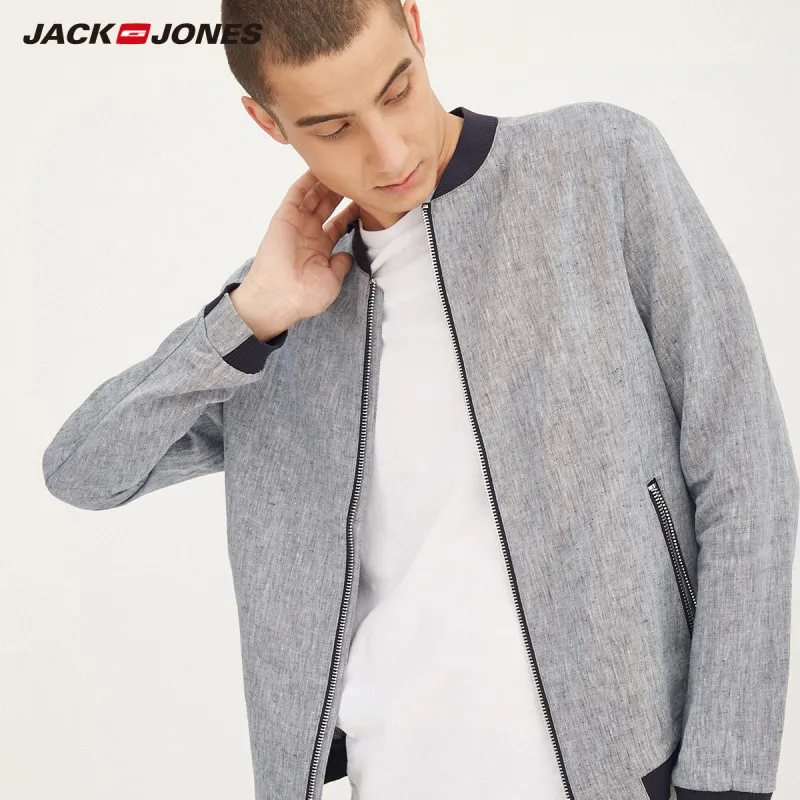 Мужская бейсбольная куртка JackJones из 100% льна с воротником куртка-бомбер верхняя