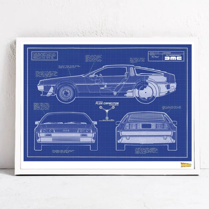 Назад в будущее чертеж DeLorean 60x45 см|Рисование и каллиграфия| |