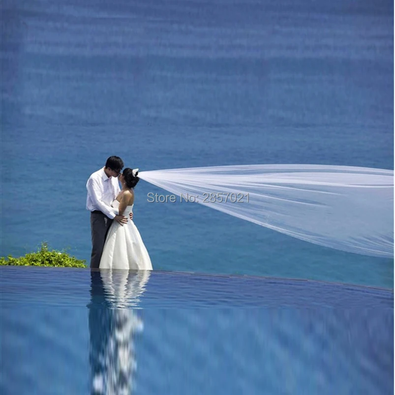 2018 длинная фатиновая мягкая двухслойная свадебная фата с гребнем ширина 4 м 3