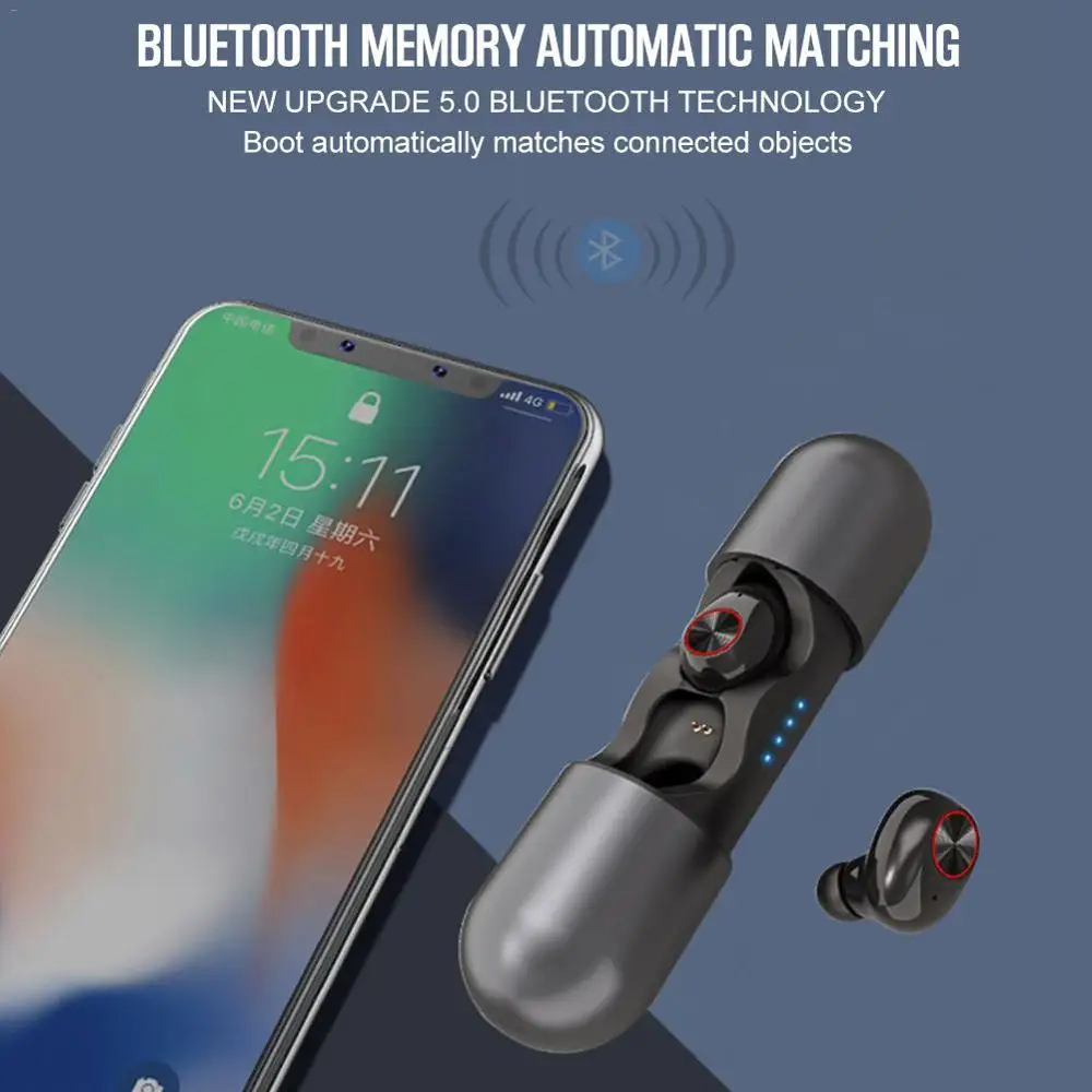 Мини TWS Super Bass Bluetooth 5 0 наушники беспроводные с двойным микрофоном для спорта ПК
