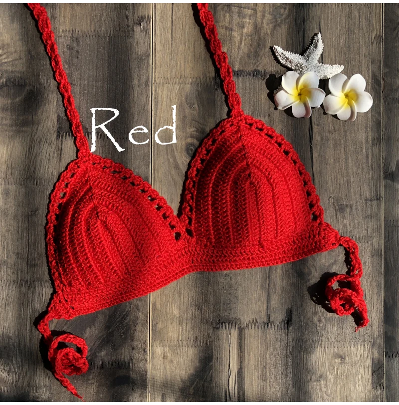 Цельные бикини купальник Mujer крючком красный верх купальника Knit Sexy Бикини Для женщин купальный бюстгальтер большой женский купальный костюм S-XL