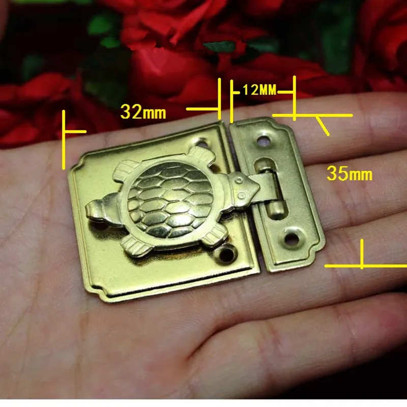 Turtle Lock Wooden Jewellery Box Vase Buckle Metal Hasp Latch Decorative Chinese Furniture Gold Color 8Sets | Обустройство дома