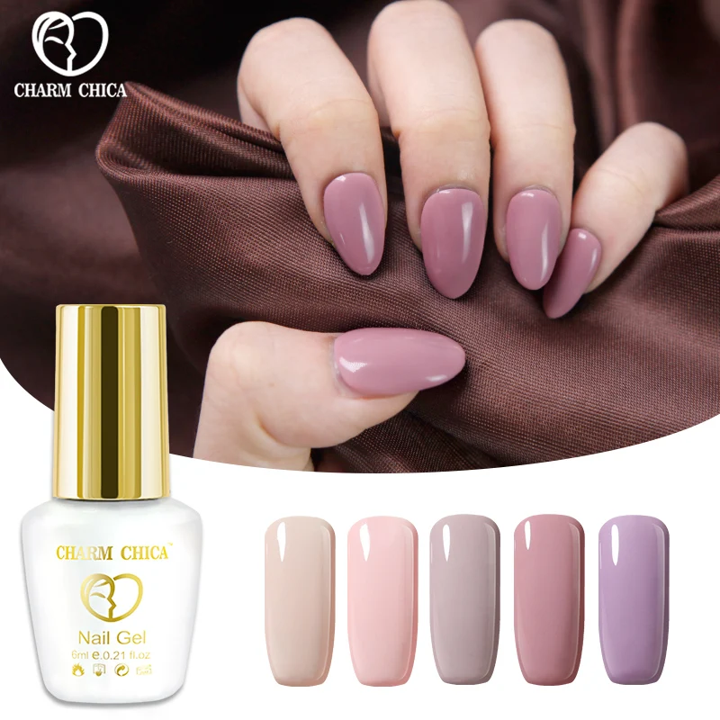 Шарм Чика 6 мл гель лак для ногтей розовый Обнаженная Цвета Soak Off Гель Long lasting Nail Art
