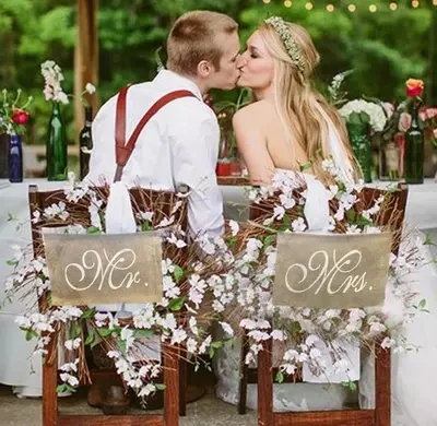 Cheap Mr &amp Mrs Natural Linen Flag 20*30cm Jute Rolls Burlap Chair Accessory for Vintage Rustic Wedding Decoration 2pcs/set | Дом и сад