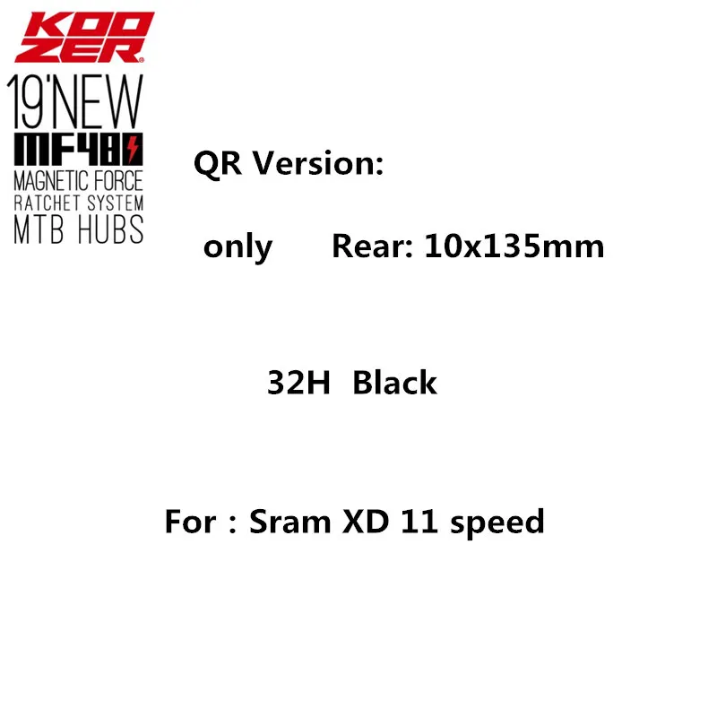 Black rear 10x135 XD KOOZER Новинка MF480 передняя, Задняя Ступица набор 2/4 подшипники 24T трещотка 32 отверстия быстросъемные через ось горный велосипед ступицы для Shimano XD - Цвет: Black rear 10x135 XD