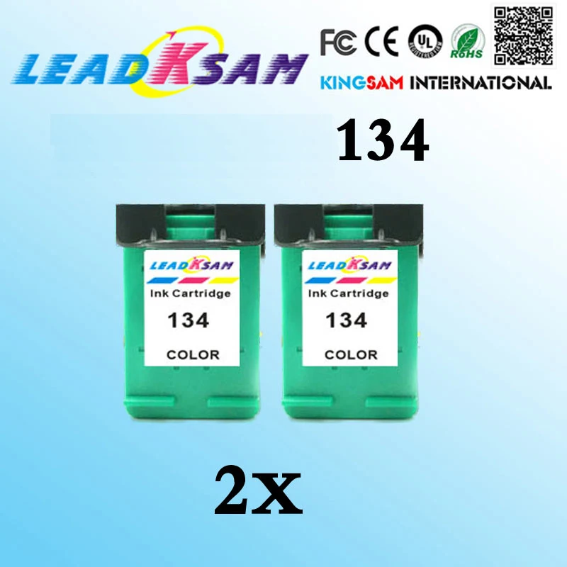 2x чернильный картридж leadksam совместимый с hp134 для 134 Deskjet 6943/6983/5943/D4163 Photosmart