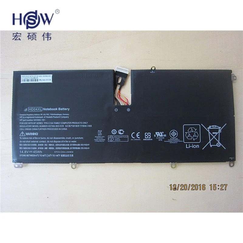 Аккумулятор HSW 14 8 V 45Wh HD04XL для Hp Envy Spectre Xt 13-2021tu 13-2000eg 13-2120tu 685866-1b1 685866-17 batteria |